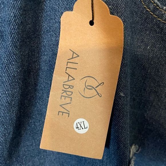 NWT Allabreve Women's Plus Size Distressed Ripped‎ Skinny Jeans Blue Size 4XL - Picture 3 of 4